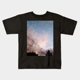 Pink Blue Grey Sky Hometown Clouds Trees And Sky Kids T-Shirt